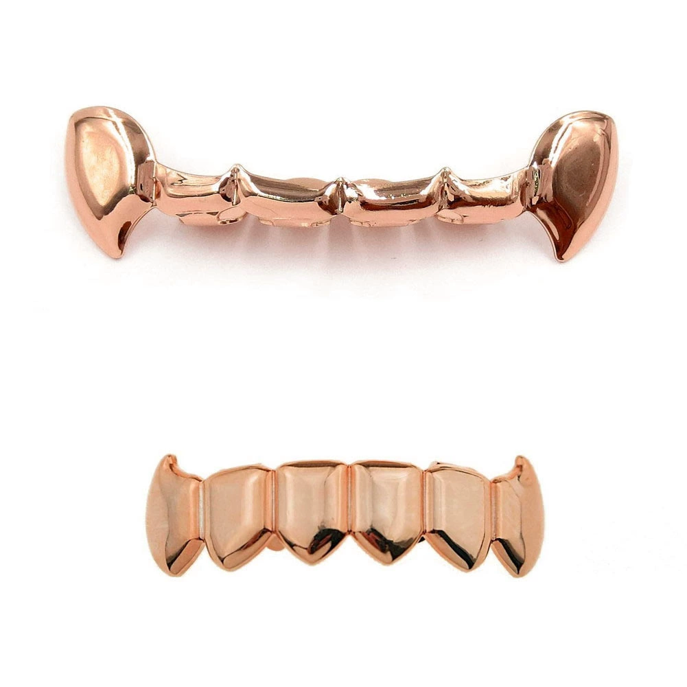 Amazon hot selling hip-hop Halloween vampire gold braces Teeth Grillz gold fake braces