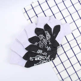 厂家批发 男士儿童棉袜卡通点胶防滑船袜隐形袜阴阳袜子