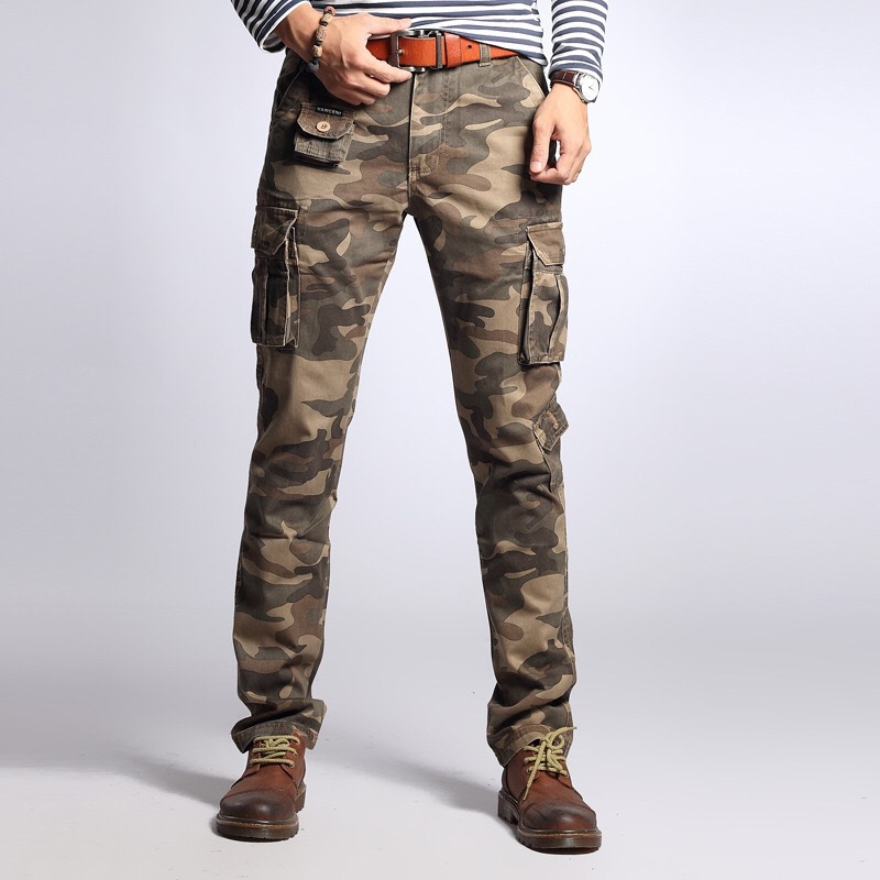 Primavera camuflaje monos multi-Bolsa de los hombres pantalones de ocio al aire libre deportes slim fit skinny rectos pantalones militares de una sola pieza de entrega