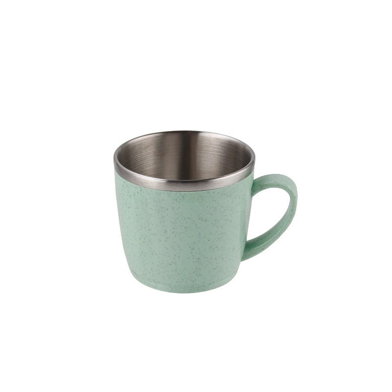 304 de acero inoxidable Taza de Los Niños con mango elemento de trigo de doble capa kindergarten hogar Taza vajilla taza de beber