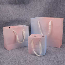 纸袋批发牛皮纸袋服装纸袋印刷logo粉色礼品袋子 ins风手提包装袋