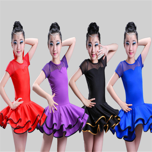 Summer children's Latin dance dress, children's performance dress, girls 'dance dress, short-sleeved, new grade examination and training dress, wholesale
