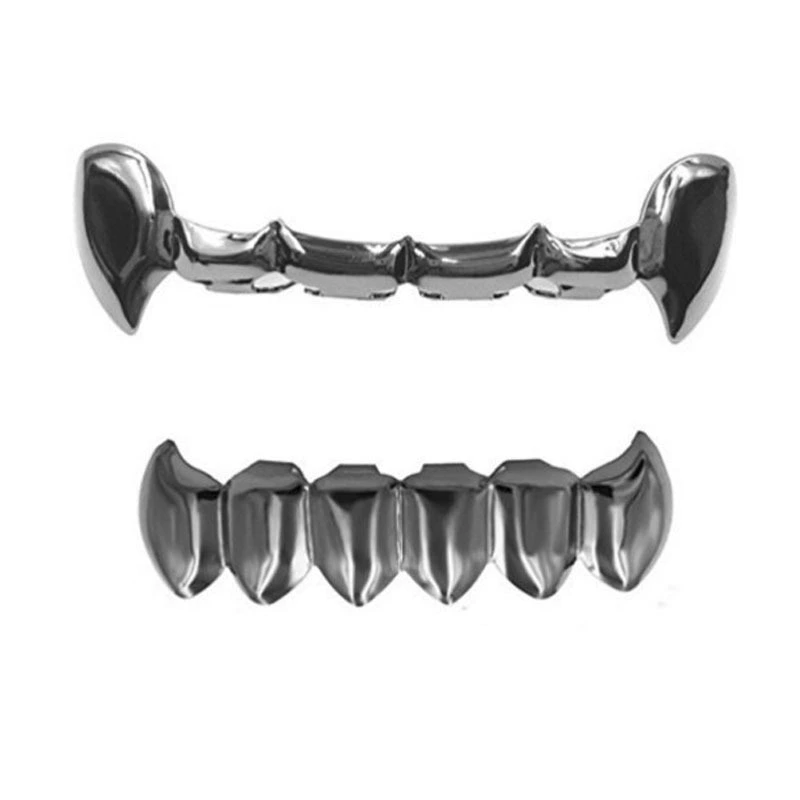 Amazon hot selling hip-hop Halloween vampire gold braces Teeth Grillz gold fake braces