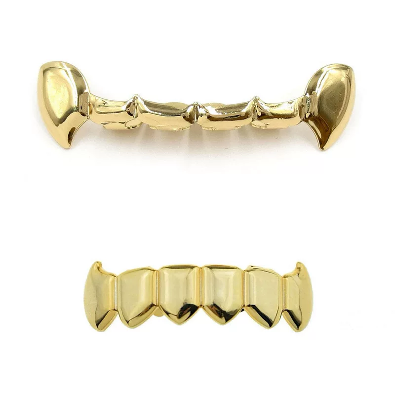 Amazon hot selling hip-hop Halloween vampire gold braces Teeth Grillz gold fake braces