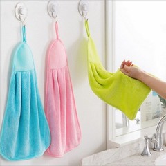 Wall-mounted kitchen and bathroom solid-color absorbent quick-dry hand towels, coral velvet hand towels, cleaning towels