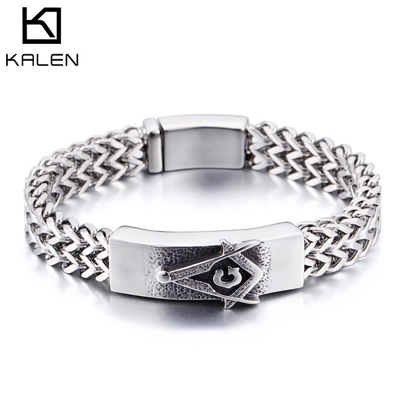 European and American stainless steel bracelet fashion tide men's masonic bracelet men's jewelry bracelet a generation of hair European and American stainless steel bracelet fashion tide men's masonic bracelet men's jewelry bracelet a generation of hair