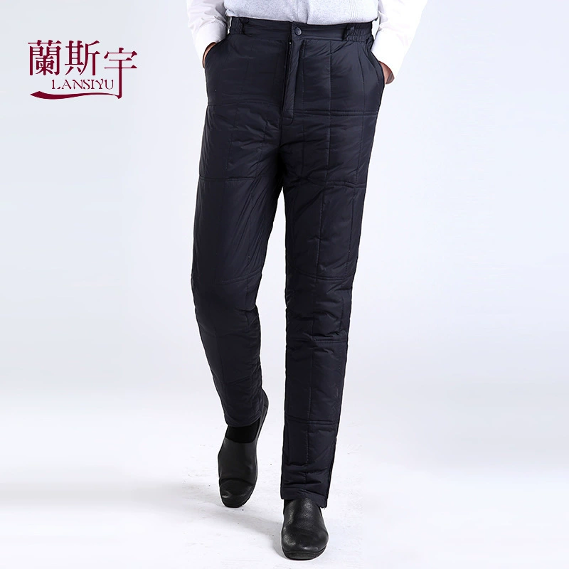 Lansyu Winter Down Trousers for Men & Women, Extra Thick High-Waist Padded Pants for Middle-Aged Comfort