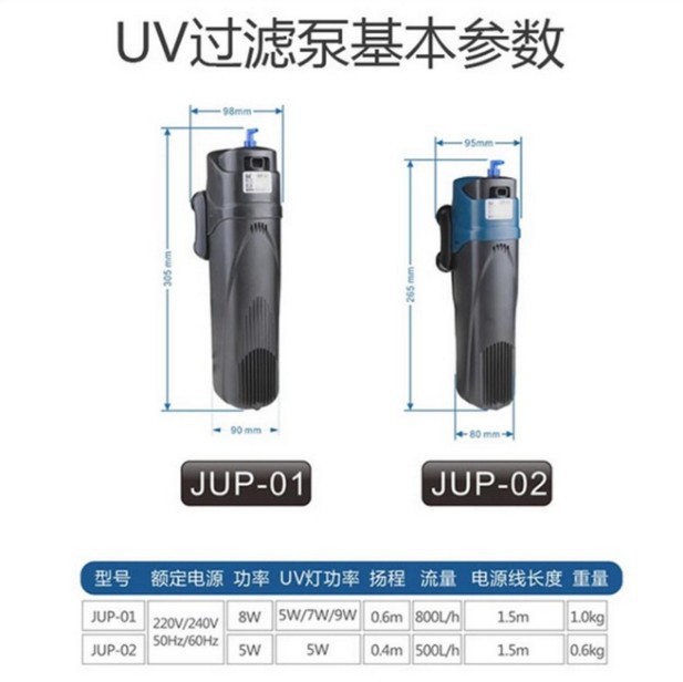森森 JUP-01/02/21/22/23 UV灯鱼缸内置过滤器净水增氧泵