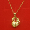 Fresh golden copper necklace, pendant, jewelry, Korean style, 24 carat, flowered