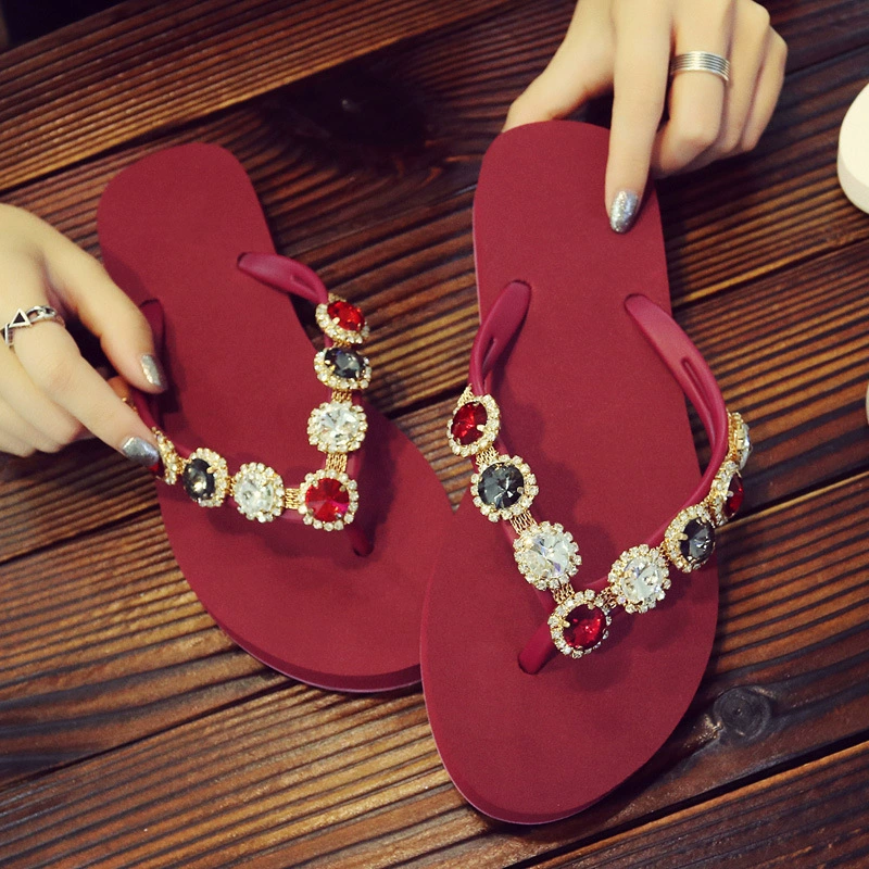 2023 летнее Новое поступление модные Универсальные тапочки интернет-знаменитостей женские сандалии с ромбовидными вспышками сандалии на плоской подошве Вьетнамки