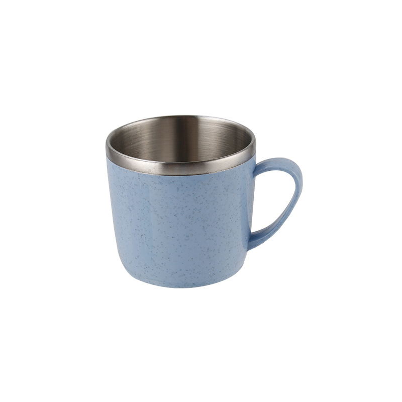 304 de acero inoxidable Taza de Los Niños con mango elemento de trigo de doble capa kindergarten hogar Taza vajilla taza de beber