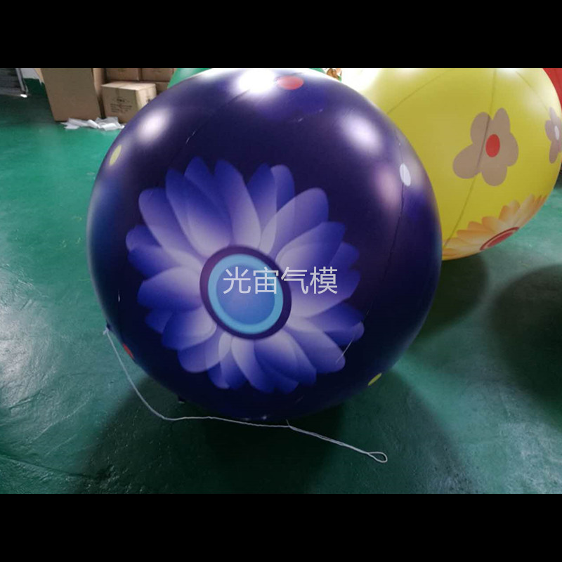 新款全喷绘花朵空飘球 厂家批发PVC气球广告展览升空球双层落地球