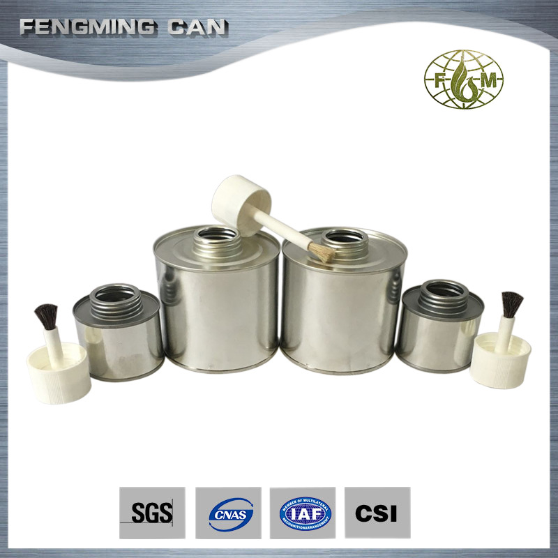 加工马口铁罐 100ml/250ml/500ml带刷子PVC胶水罐 化工罐出口