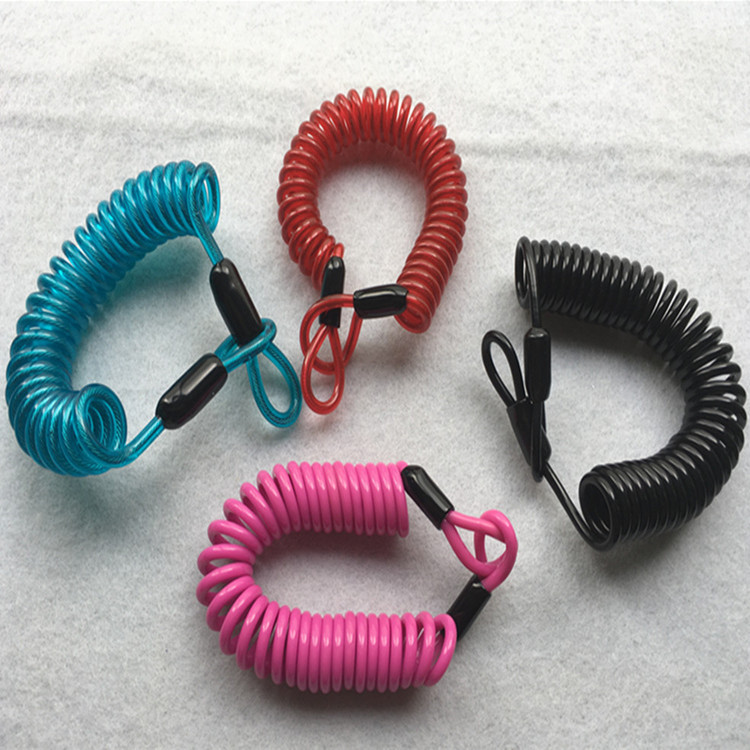 Cuerdas de alambre de acero de resorte de goma, cuerdas de acero TPU de color translúcido, cuerdas de seguridad de resorte de color brillante, cámaras de buceo perdidas