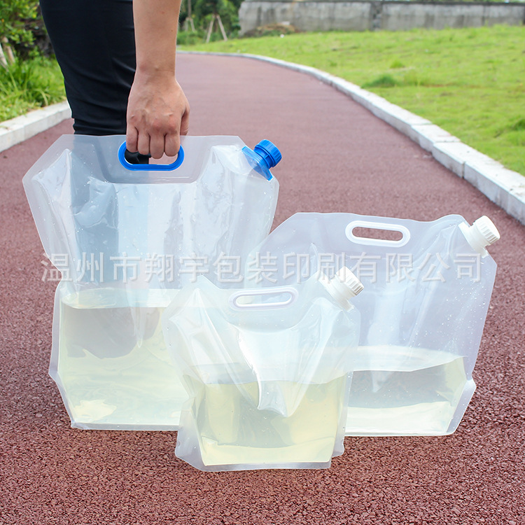 5L折叠水袋 现货大容量便携式盛水水袋 塑料水桶野营装备