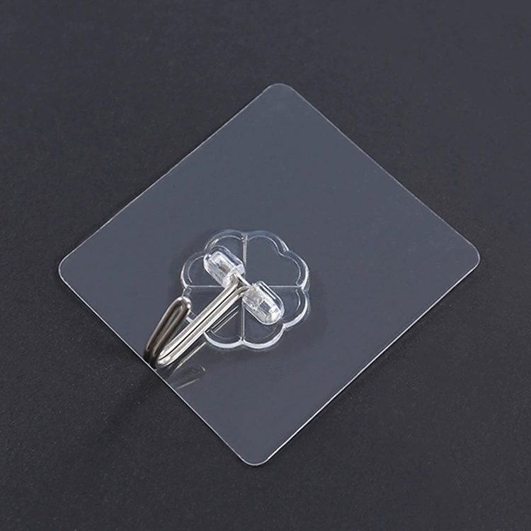 Kitchen square thickened transparent wall sticky hook -free nail -free punching without hurting the wall can be washed without trace hook