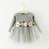 Demi-season dress with sleeves, small princess costume, girl's skirt, wholesale, flowered, long sleeve