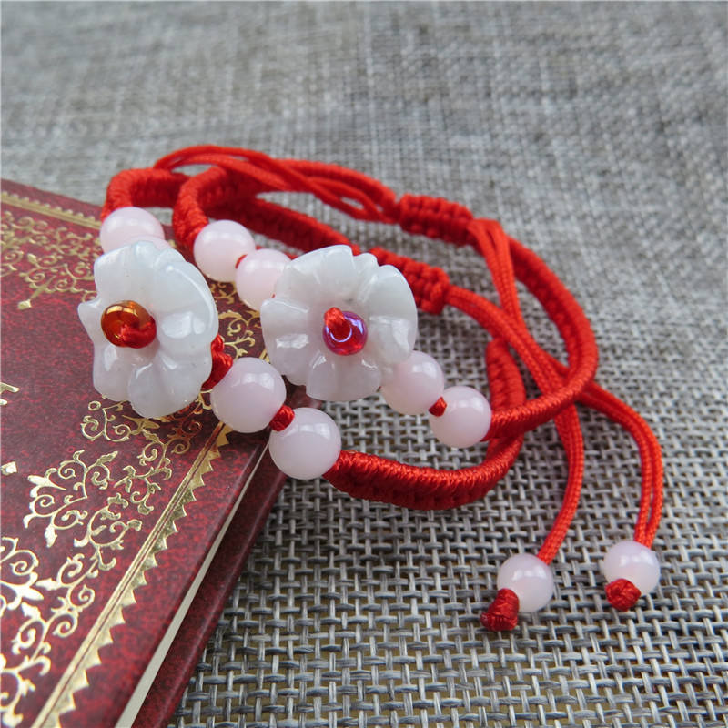 Wholesale Hand-woven Natural Jade Red Rope Bracelet Bracelet Buming Year Men's and Women's ConHeart Lock Hand Rope Jewelry