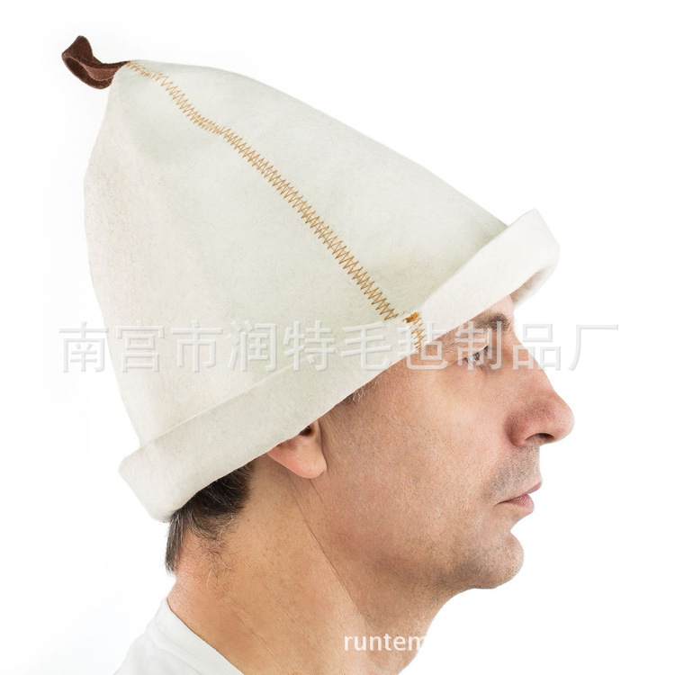 跨境供应 简单大方、触感舒服 羊毛毡桑拿帽 浴室用品 定制款式