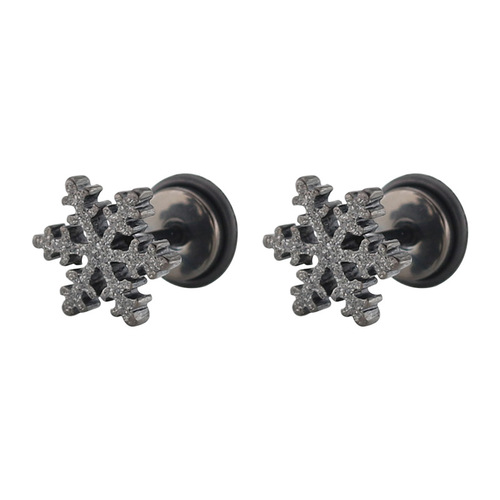 Korean Style Fashion Creative Titanium Steel Openwork Earrings Stainless Steel Simple Snowflake Earrings Direct Manufacturer Sale for Women