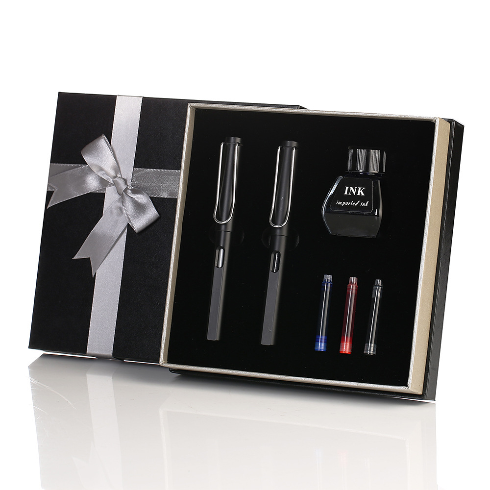 (2개) 로고가 인쇄된 만년필 선물 상자 세트 휴일 선물 비즈니스 사무용품 일체형 드롭 배송
