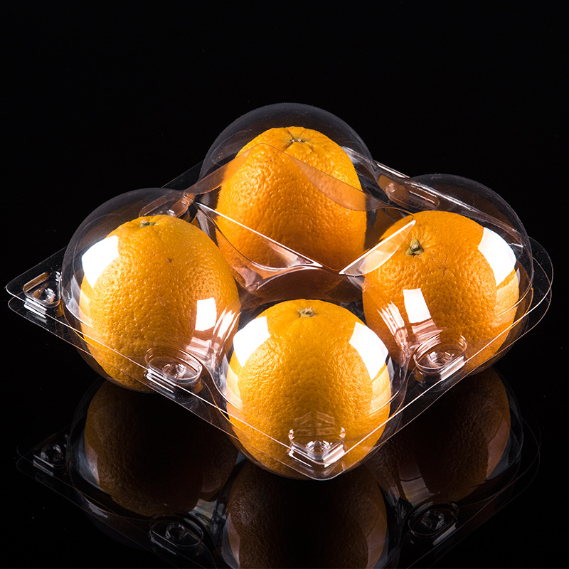 一次性透明水果包装盒塑料水果拖4个装水蜜桃苹果橙子吸塑托