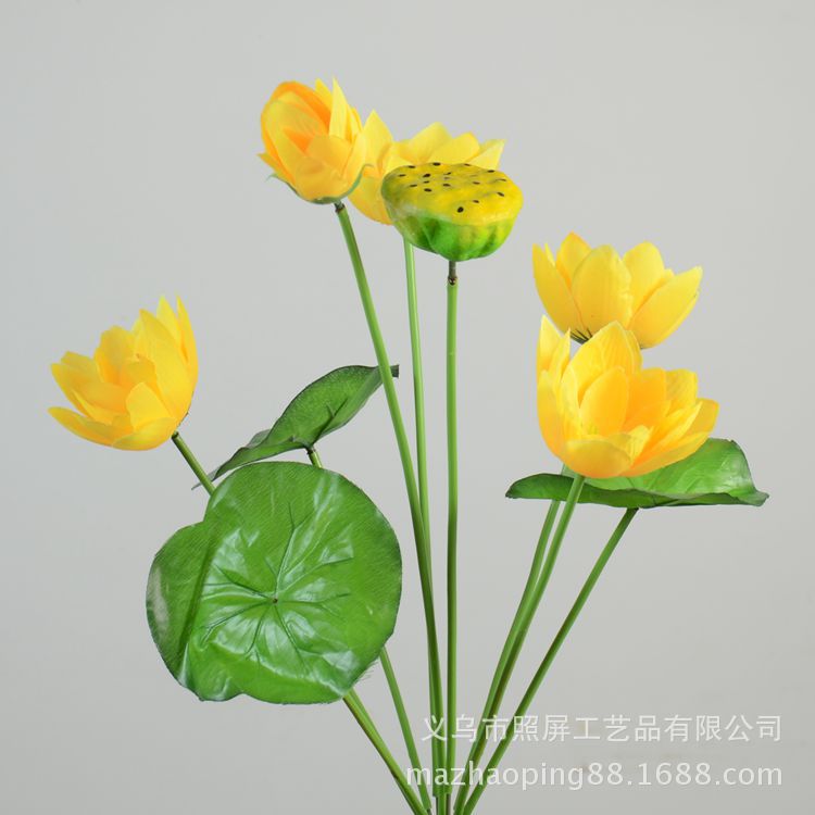 Fabricante de flores artificiales de pantalla de fotos Venta al por mayor de flores falsas baratas Sacrificio de flores de seda para Buda Loto falso 9 flores de loto artificiales