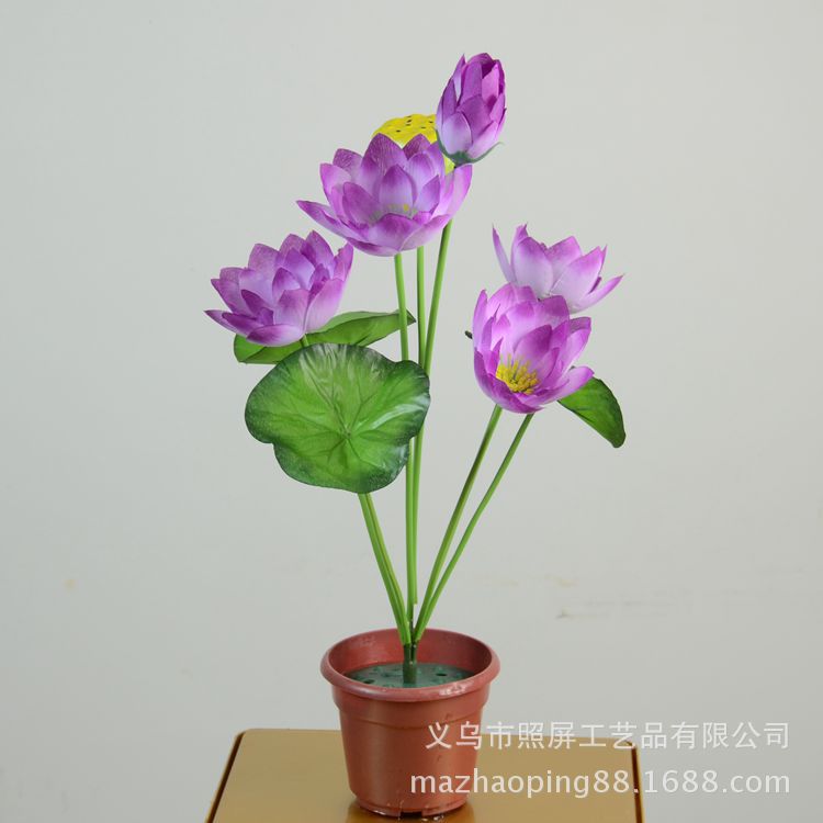 Fabricante de flores artificiales de pantalla de fotos Venta al por mayor de flores falsas baratas Sacrificio de flores de seda para Buda Loto falso 9 flores de loto artificiales