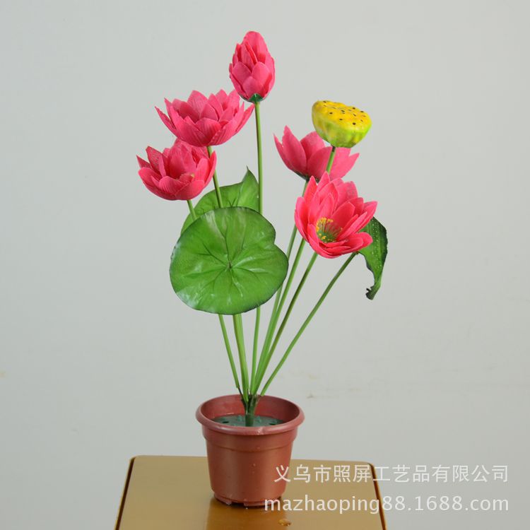 Fabricante de flores artificiales de pantalla de fotos Venta al por mayor de flores falsas baratas Sacrificio de flores de seda para Buda Loto falso 9 flores de loto artificiales