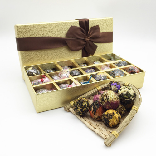 Yunnan Dragon Pearl Flower Tea Gift Box 18 Pieces Aromatic Black Tea Dragon Pearls Yunnan Dian Hong Tea Rose Jasmine Tea