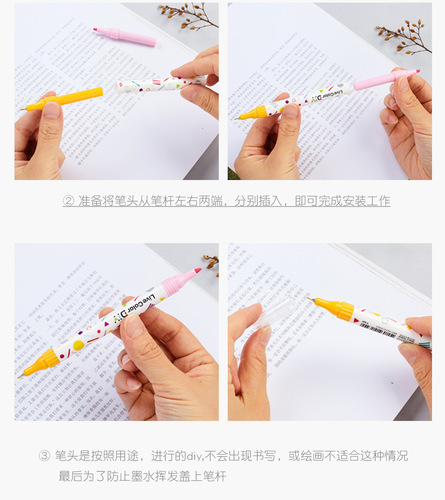 MONAMI Live Color Dual-Head DIY Pen Body Watercolor Pen Fluorescent Pen 02098
