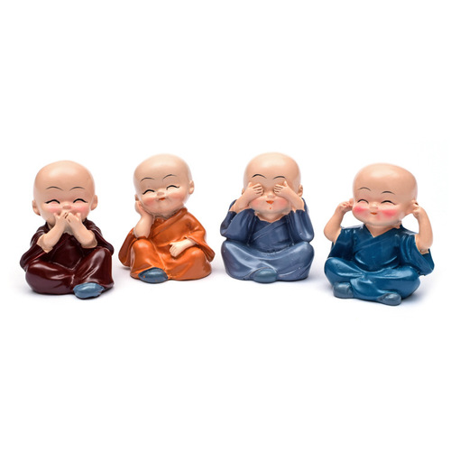 Car ornaments, creative four little monks, Buddha and peace, car supplies, cute dolls, interior decorations and ornaments