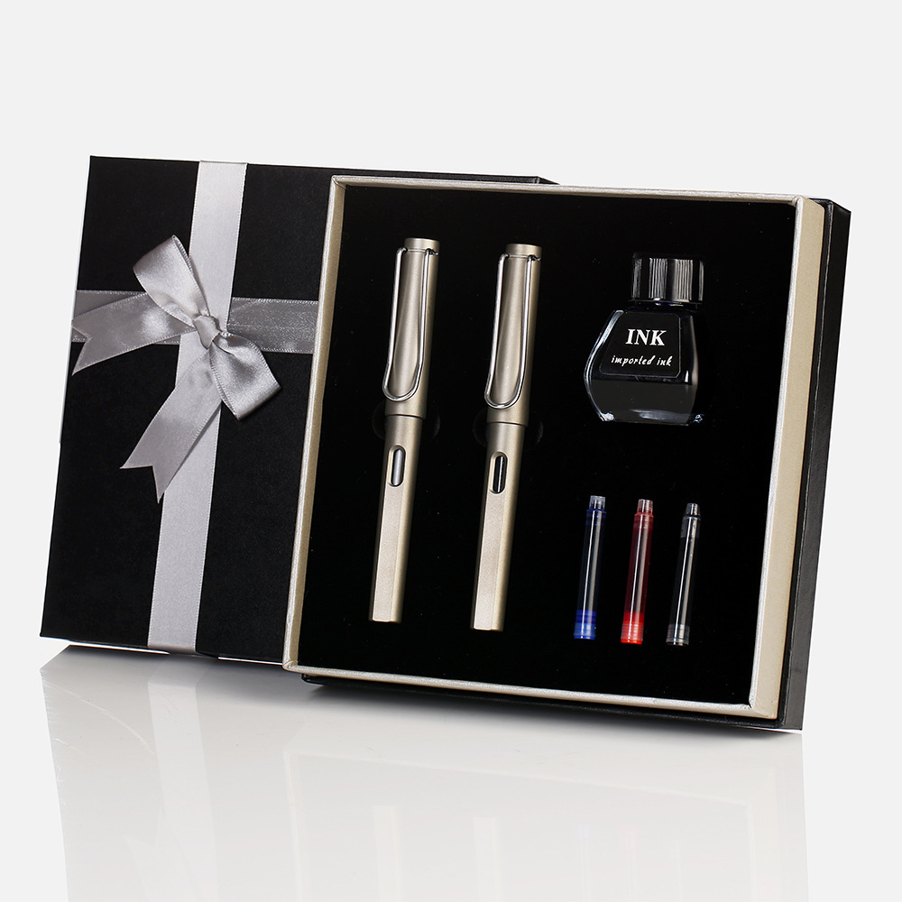 (2개) 로고가 인쇄된 만년필 선물 상자 세트 휴일 선물 비즈니스 사무용품 일체형 드롭 배송