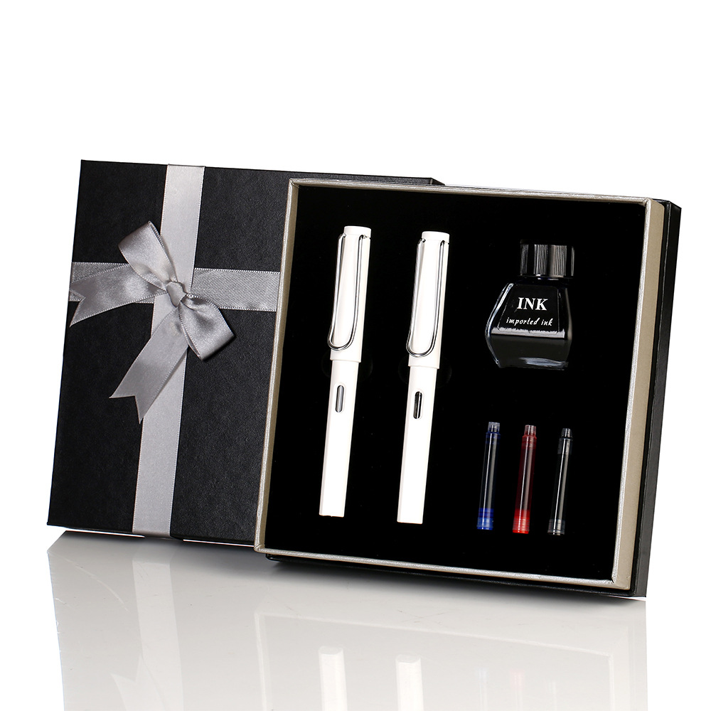 (2개) 로고가 인쇄된 만년필 선물 상자 세트 휴일 선물 비즈니스 사무용품 일체형 드롭 배송