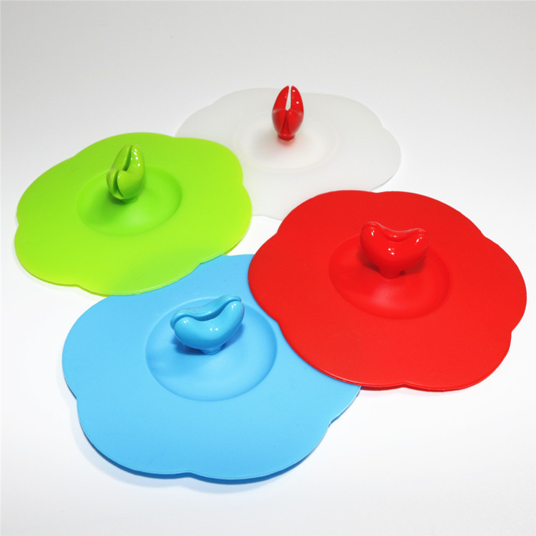 实业源头厂家直供防尘隔热密封梅花形10.5cm硅胶魔术陶瓷杯硅胶盖