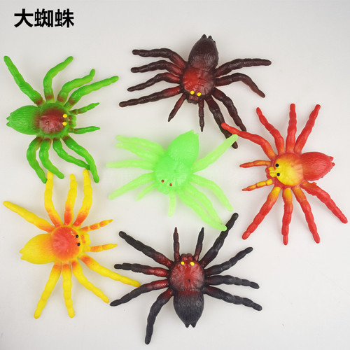 Spider scary trick props soft rubber color big spider animal insect poisonous spider stall toys wholesale