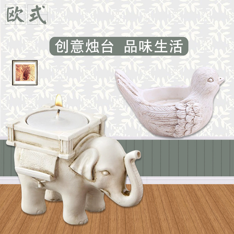 Estilo Europeo retro creativo candelabro té vela titular decoración resina artesanía boda hogar Amazon candelabro al por mayor