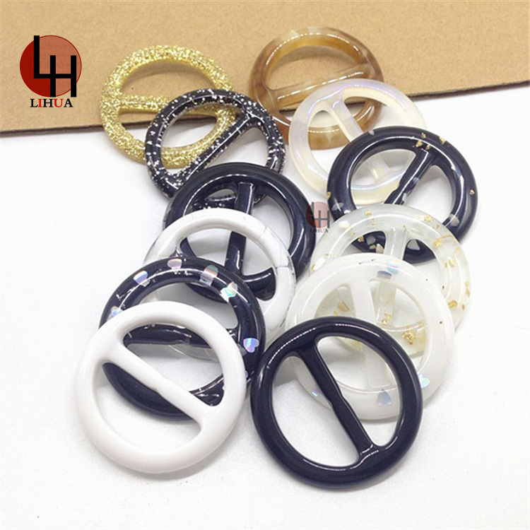 Wholesale resin waist buckle round Japanese buckle T-shirt corner knotted buckle three-gear buckle ribbon scarf button