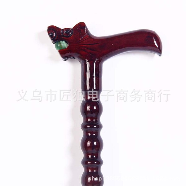 Old man wooden faucet crutches Outside the mountain climbing rod