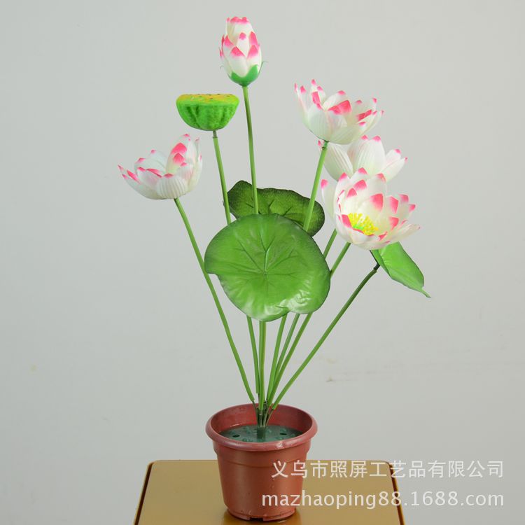 Fabricante de flores artificiales de pantalla de fotos Venta al por mayor de flores falsas baratas Sacrificio de flores de seda para Buda Loto falso 9 flores de loto artificiales