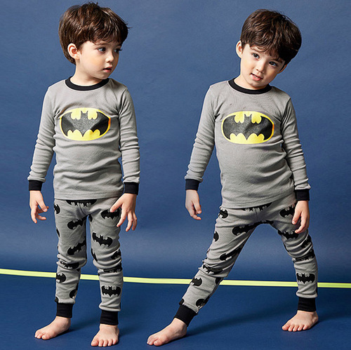 Children's Plain Color Set of Underwear and Pajamas for Spring and Autumn, Cotton, Unisex, Fall Sweaters and Pajama Sets, Wholesale
