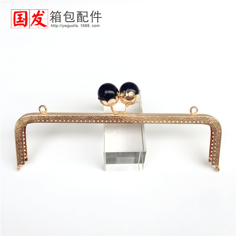 Sin stock: 25cm cuadrado relieve de loto cabeza de perla oro ligero cabeza de perla grande 0566 - QJ