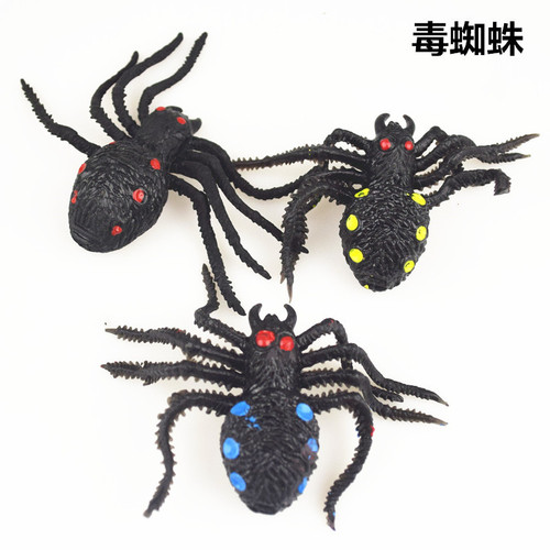 Spider scary trick props soft rubber color big spider animal insect poisonous spider stall toys wholesale