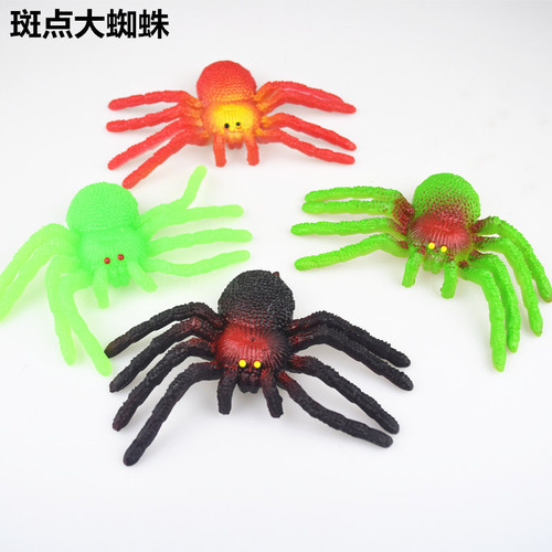 Spider scary trick props soft rubber color big spider animal insect poisonous spider stall toys wholesale