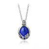 Organic pendant, blue accessory, crystal, chain for key bag  for St. Valentine's Day for friend, European style