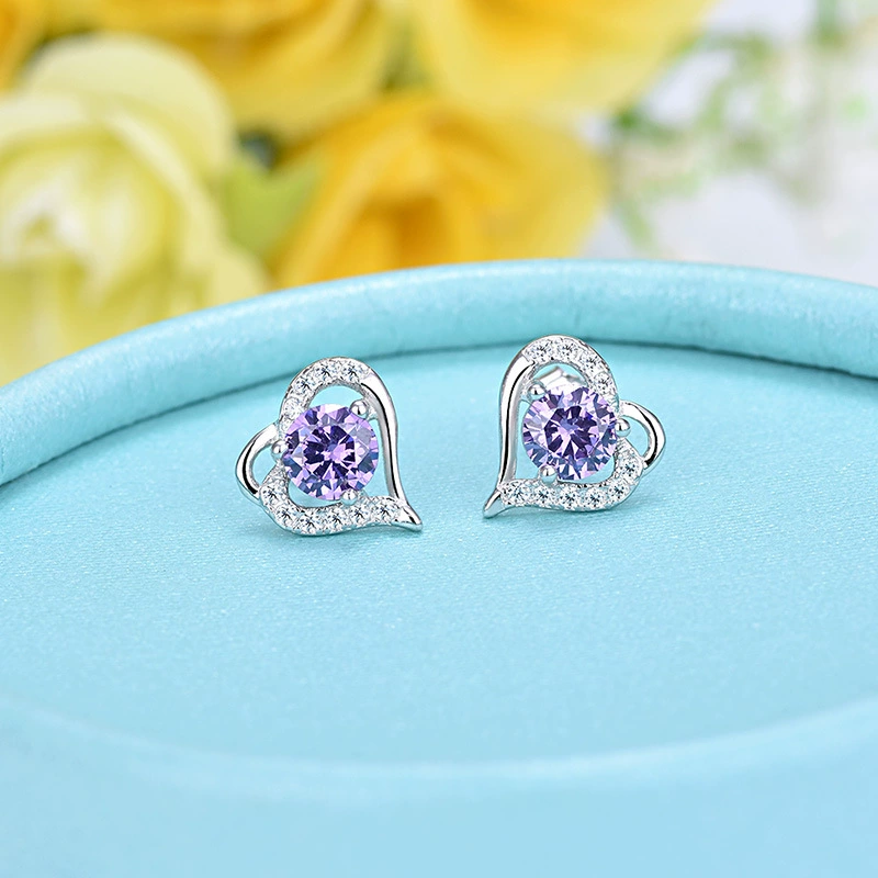 Серьги сердце, модный аксессуар, стиль корея, серебро 925 образец, корейский стиль