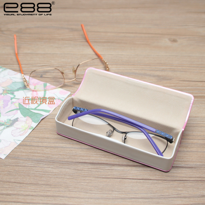 E88 glasses case Japanese handmade myopia glasses case pink fresh men's and women's lightweight leather glasses case customization