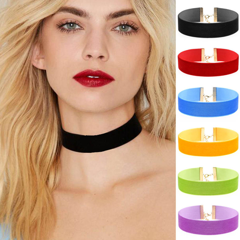 European and American simple retro personalized punk Gothic wide flannel necklace velvet neck chain clavicle chain choker collar European and American simple retro personalized punk Gothic wide flannel necklace velvet neck chain clavicle chain choker collar