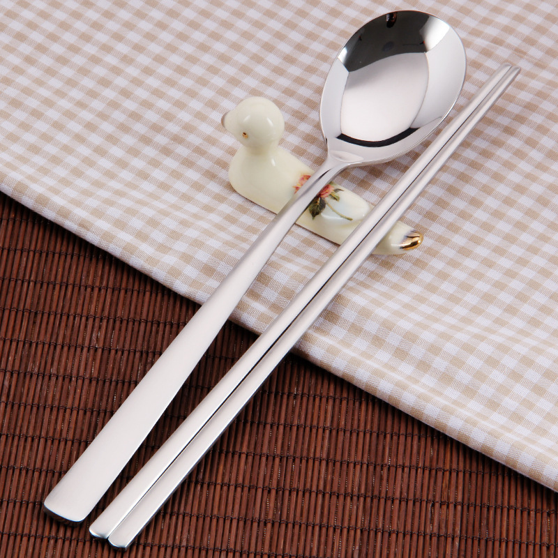 Korean-style 304 stainless steel spoon chopsticks set wholesale Korea imported tableware wholesale matte chopsticks spoon two-piece set