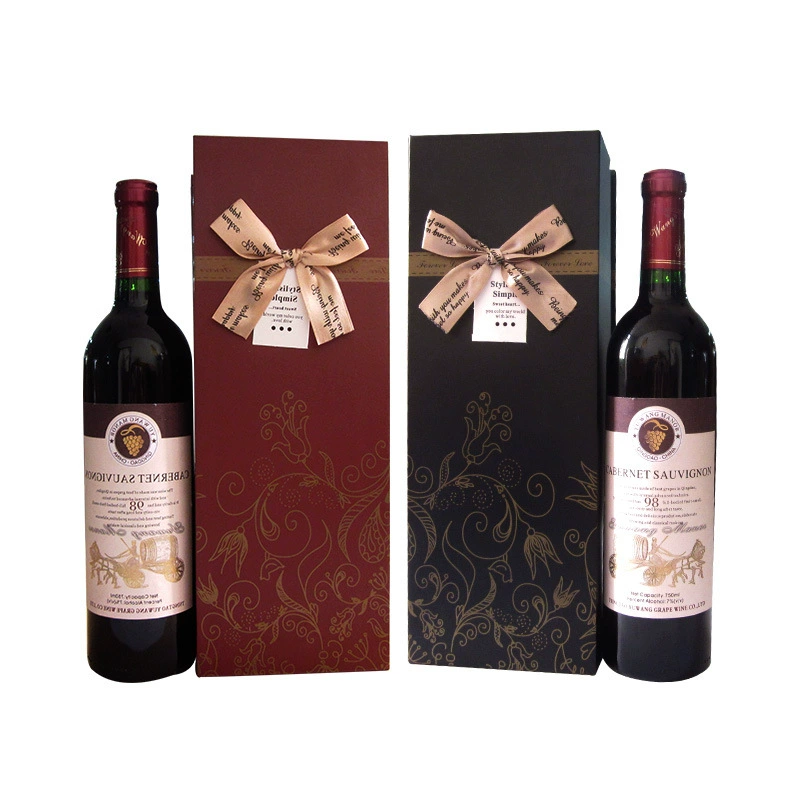 Один Пакет Винная Коробка Вина Шампанское Книга-образная флип-крышка Подарочная коробка Лента Винный напиток Упаковка Пакета